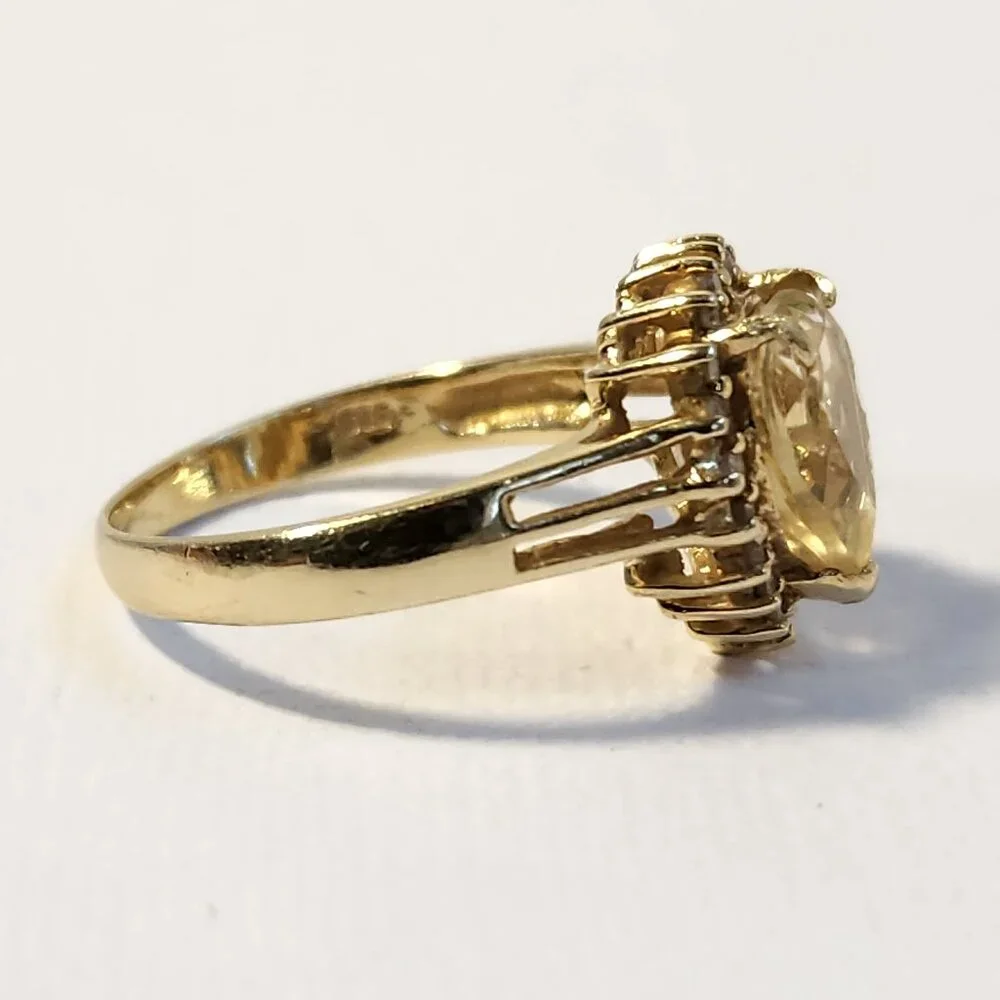 One Estate Owned 80's 14K Solid Gold Citrine & Diamonds 2.80cts 3.28g Ring Sz 7 - Picture 5 of 15